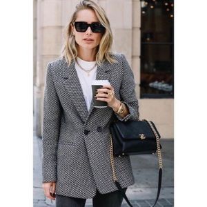 Anine Bing Fishbone Off White & Black Blazer